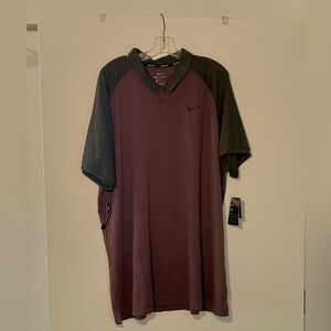 Nike Men's Plum and Black Dri-Fit Golf Polo Shirt